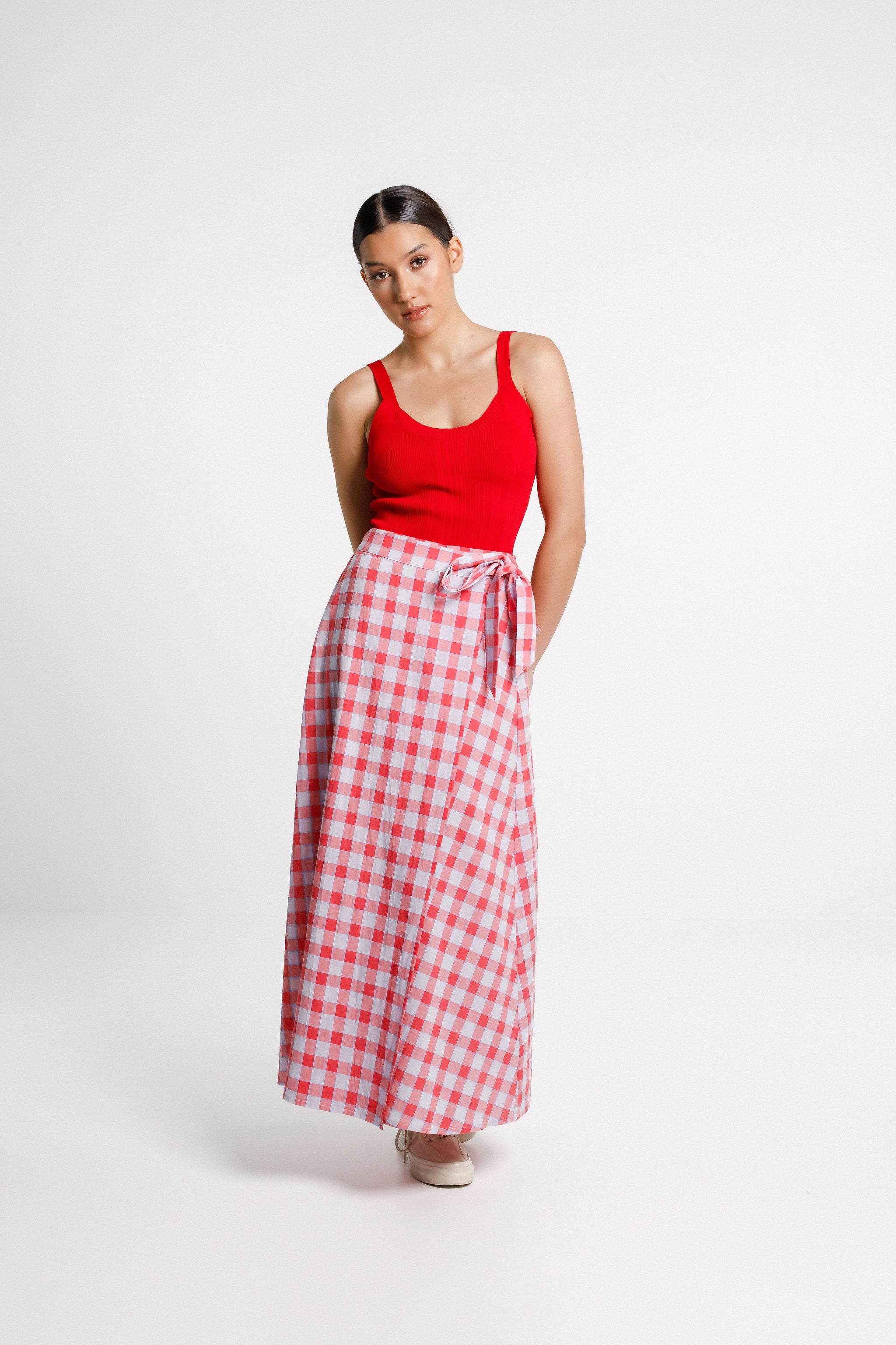 Long red shop skirt nz