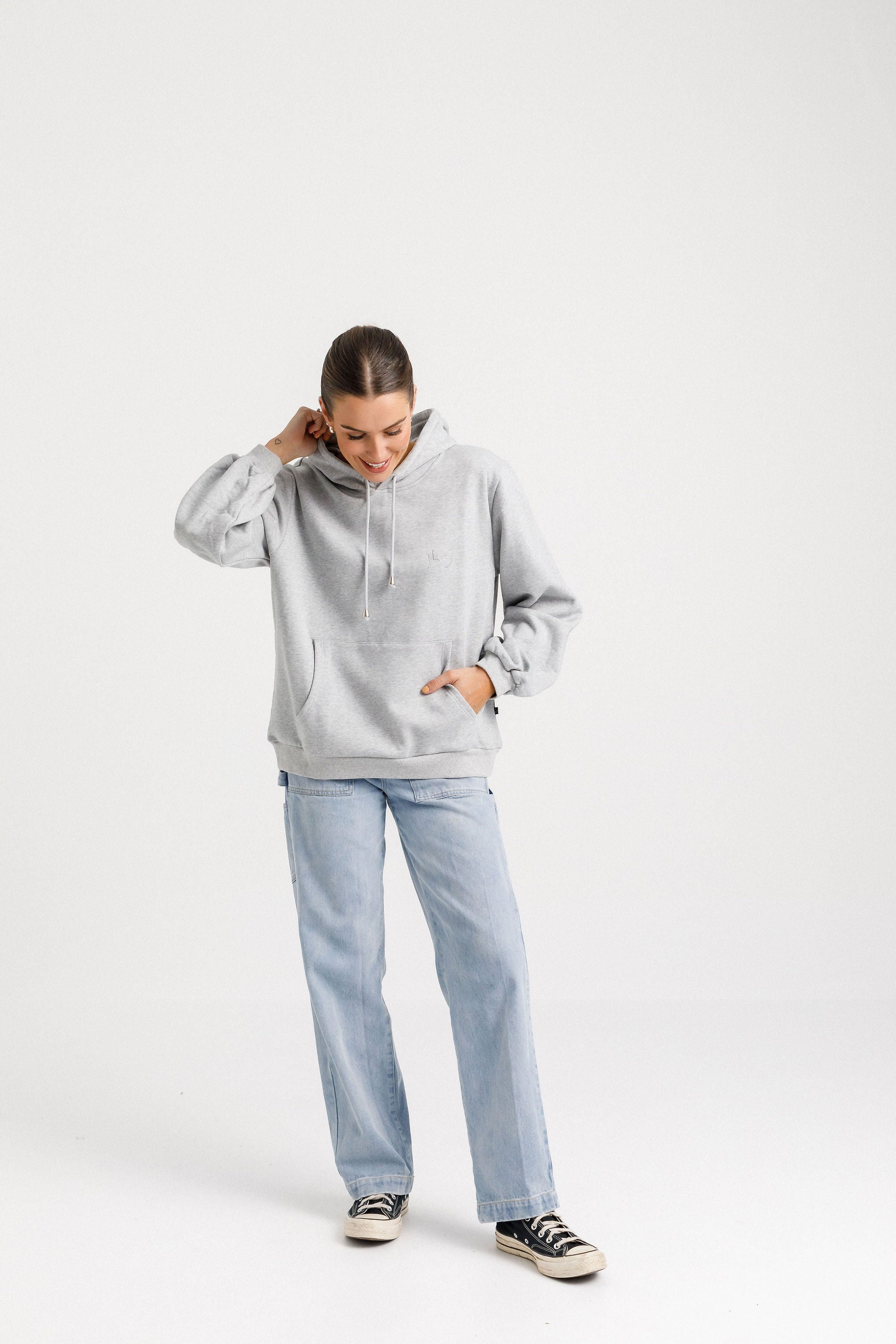 Hoodie with mom on sale jeans