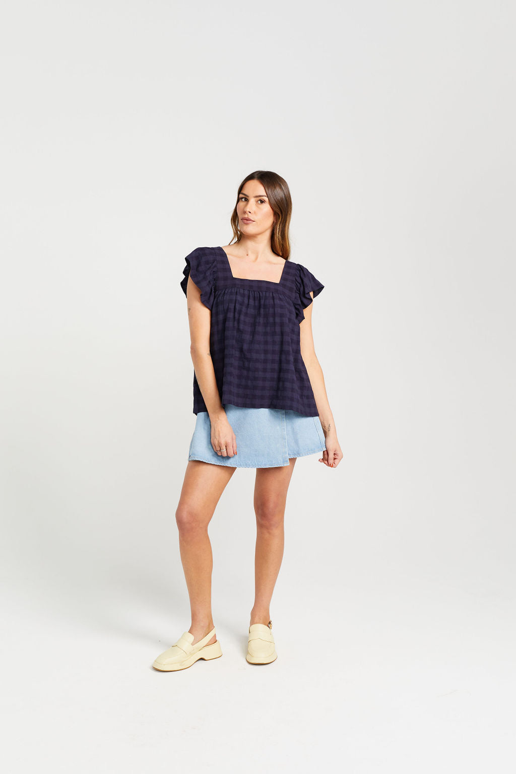 Tiggy Top - Navy Check