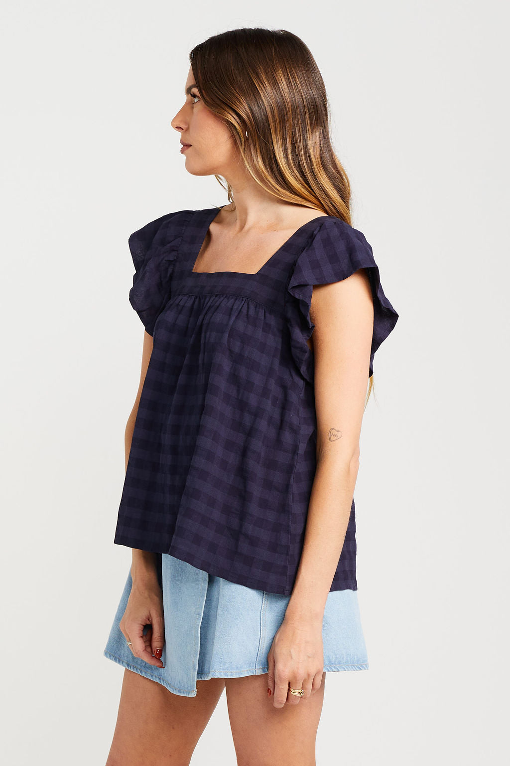 Tiggy Top - Navy Check