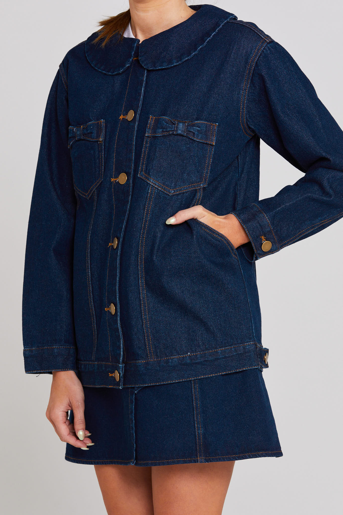 Coming Soon - Bowtique Shacket - Indigo Denim