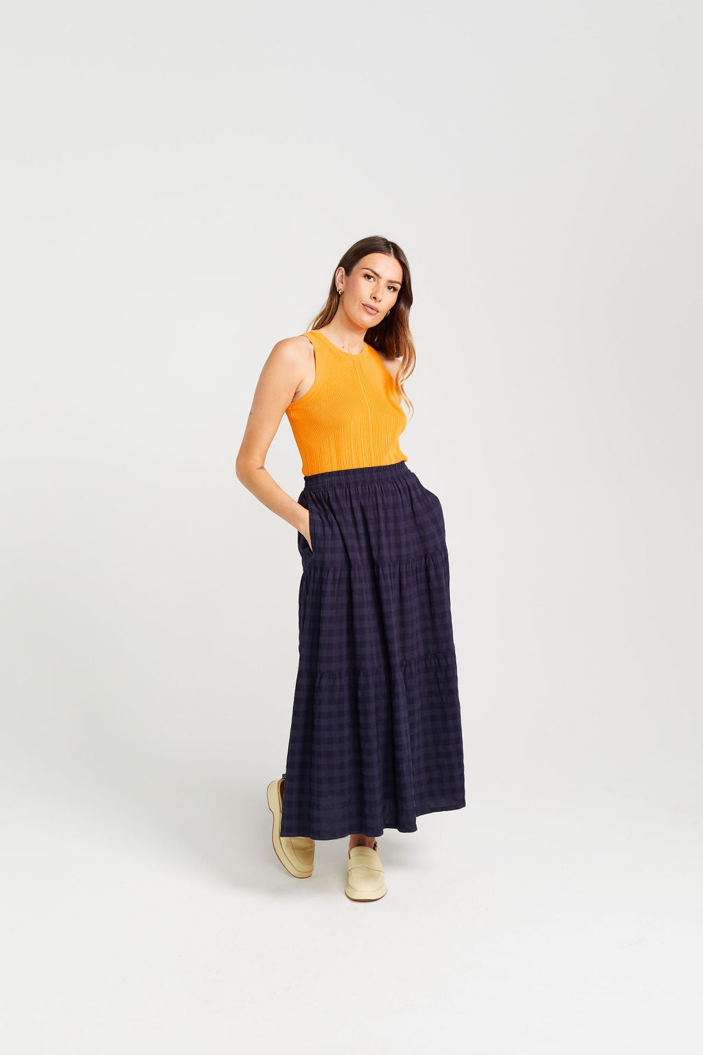 Clara Skirt - Navy Check