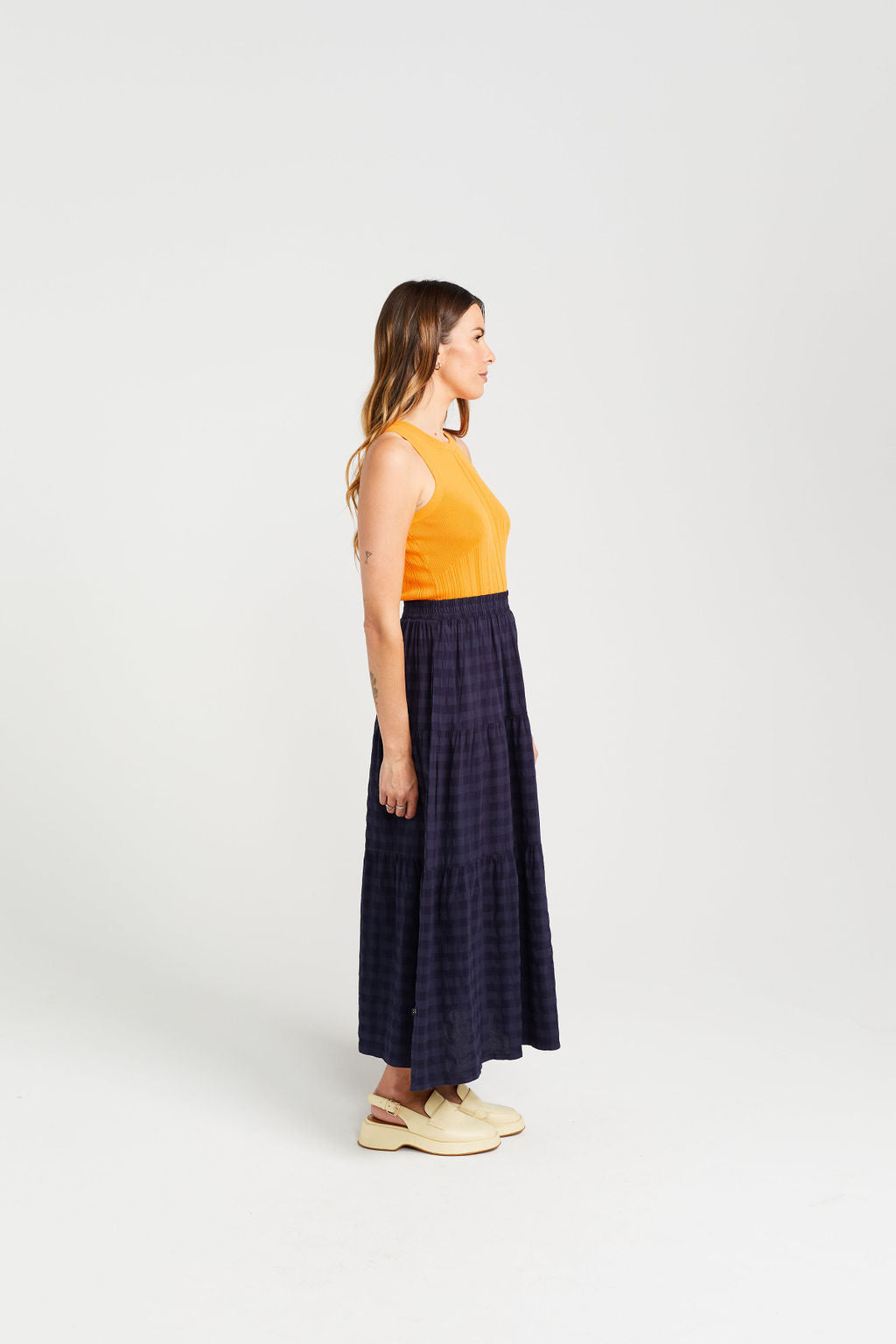 Clara Skirt - Navy Check