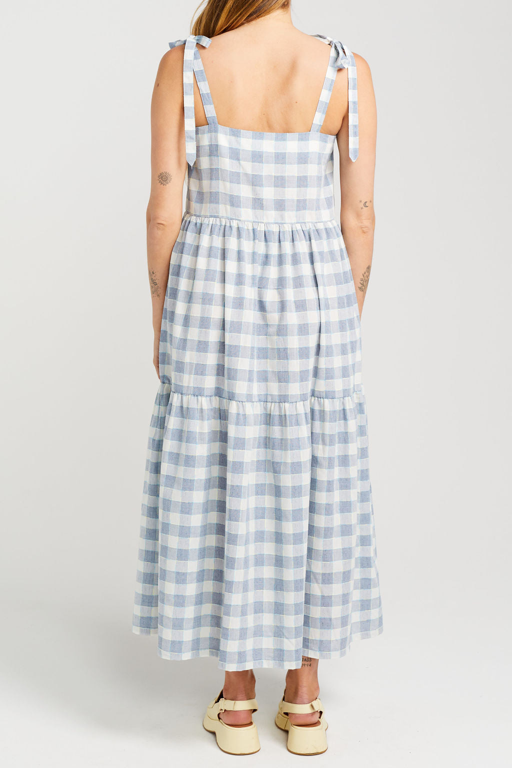 Tie Up Ziggy Dress - Marine Check