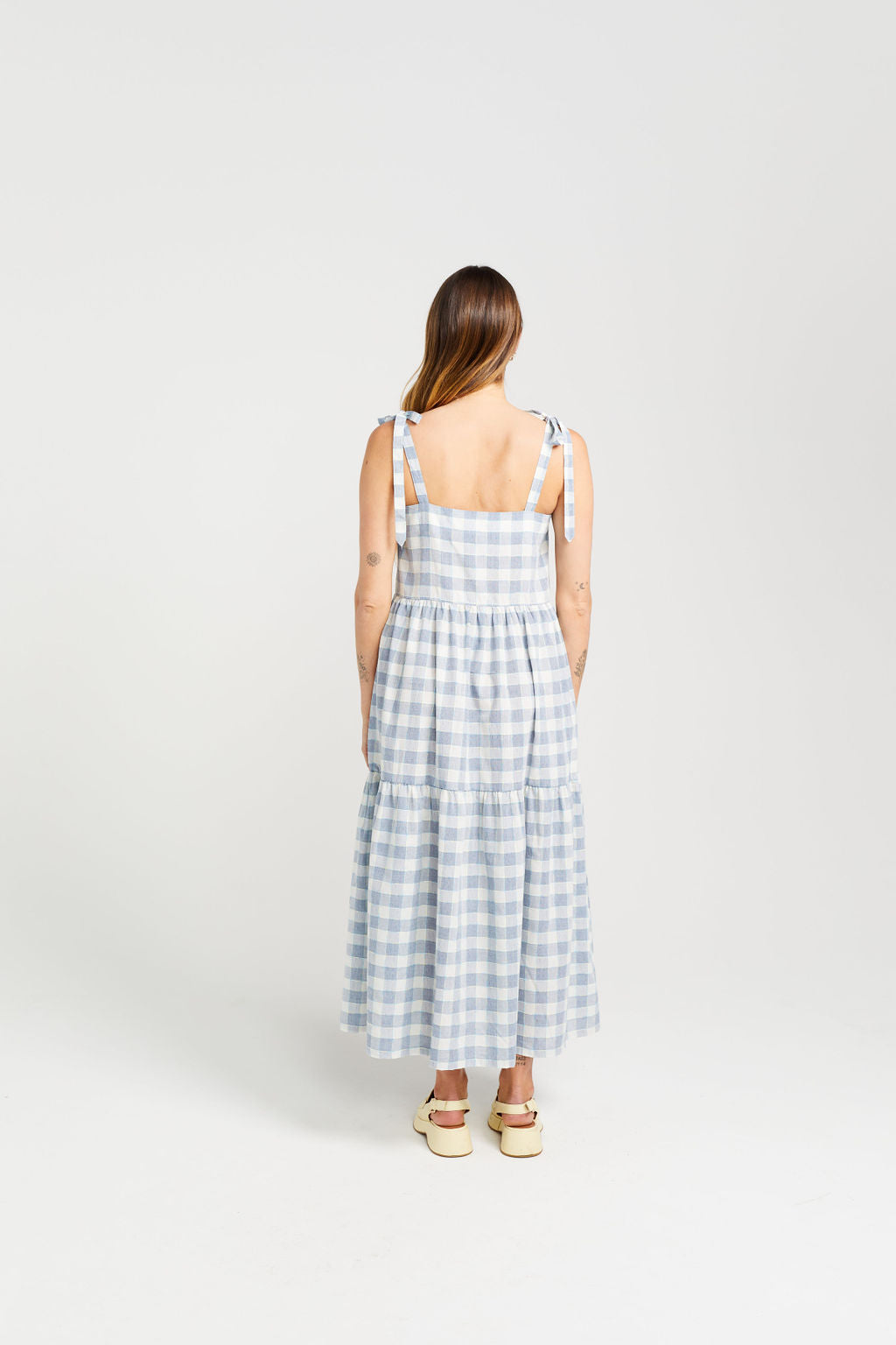 Tie Up Ziggy Dress - Marine Check