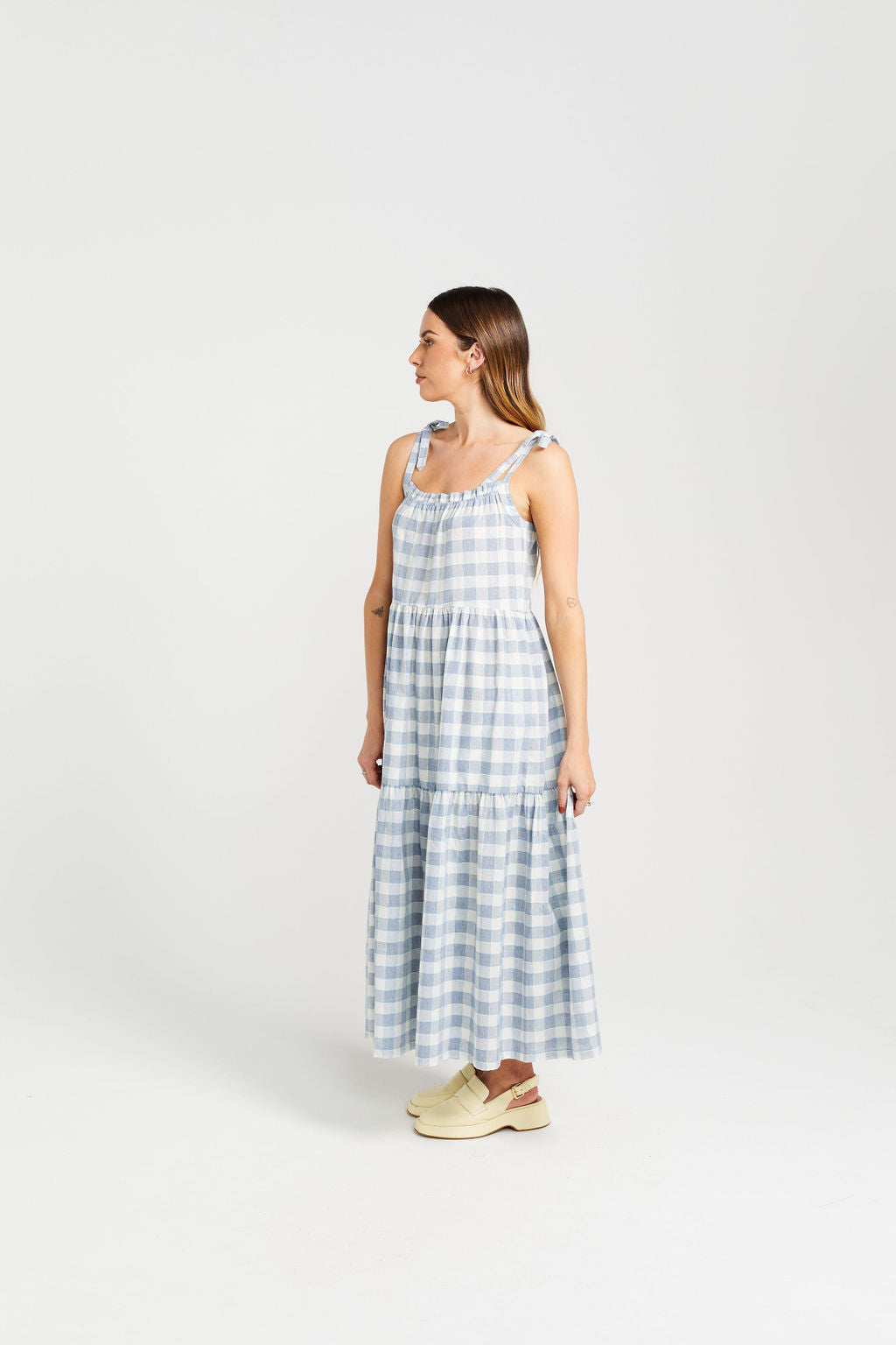 Tie Up Ziggy Dress - Marine Check