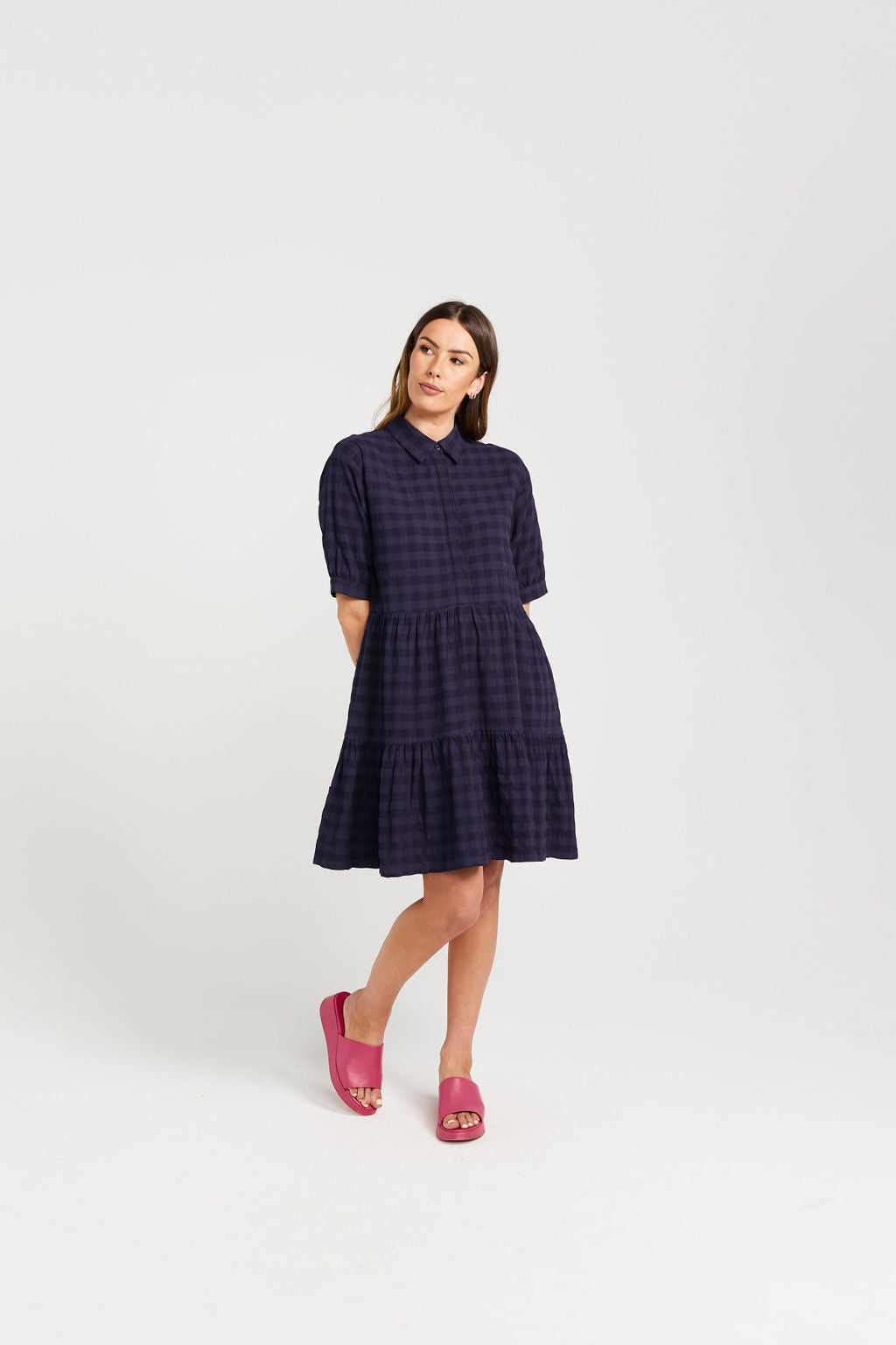 Nova Dress - Navy Check