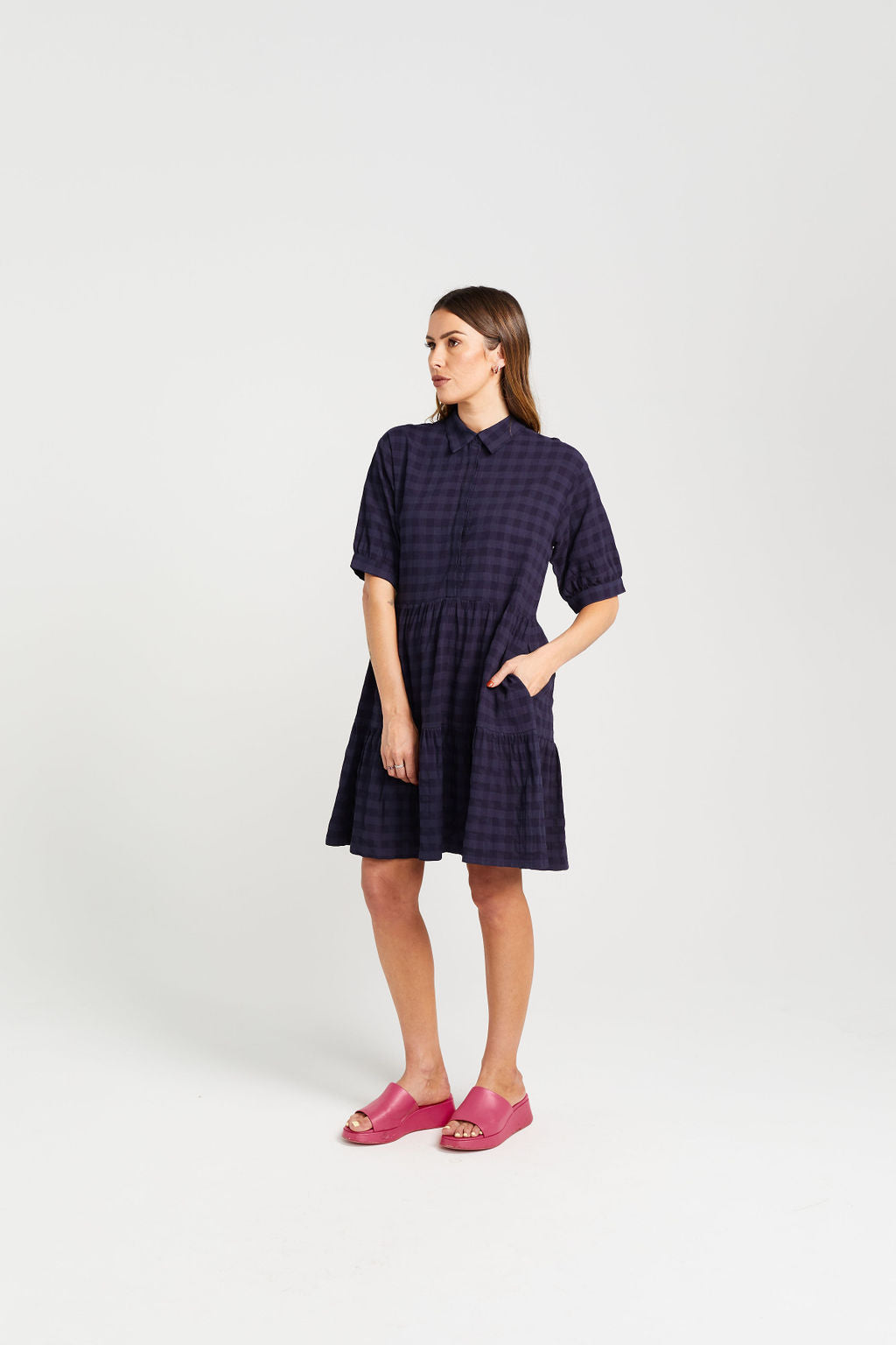 Nova Dress - Navy Check