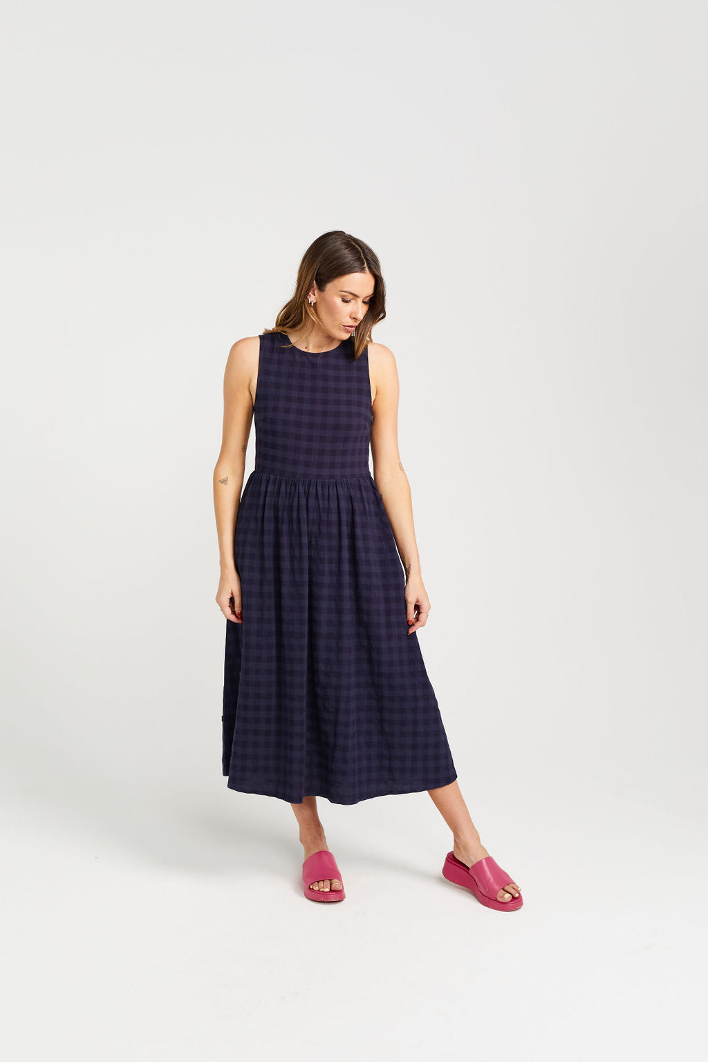 Kippah Dress - Navy Check