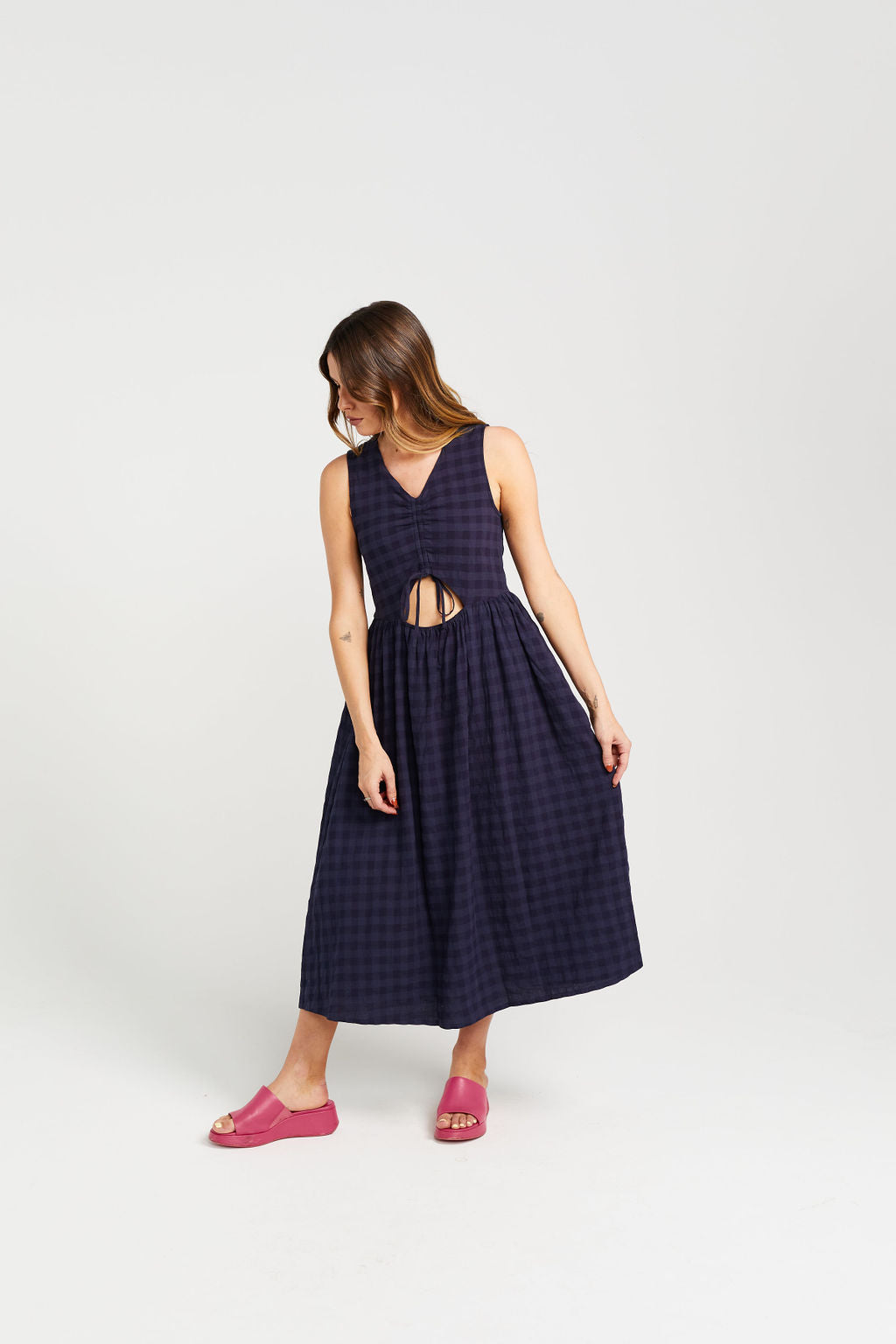 Kippah Dress - Navy Check