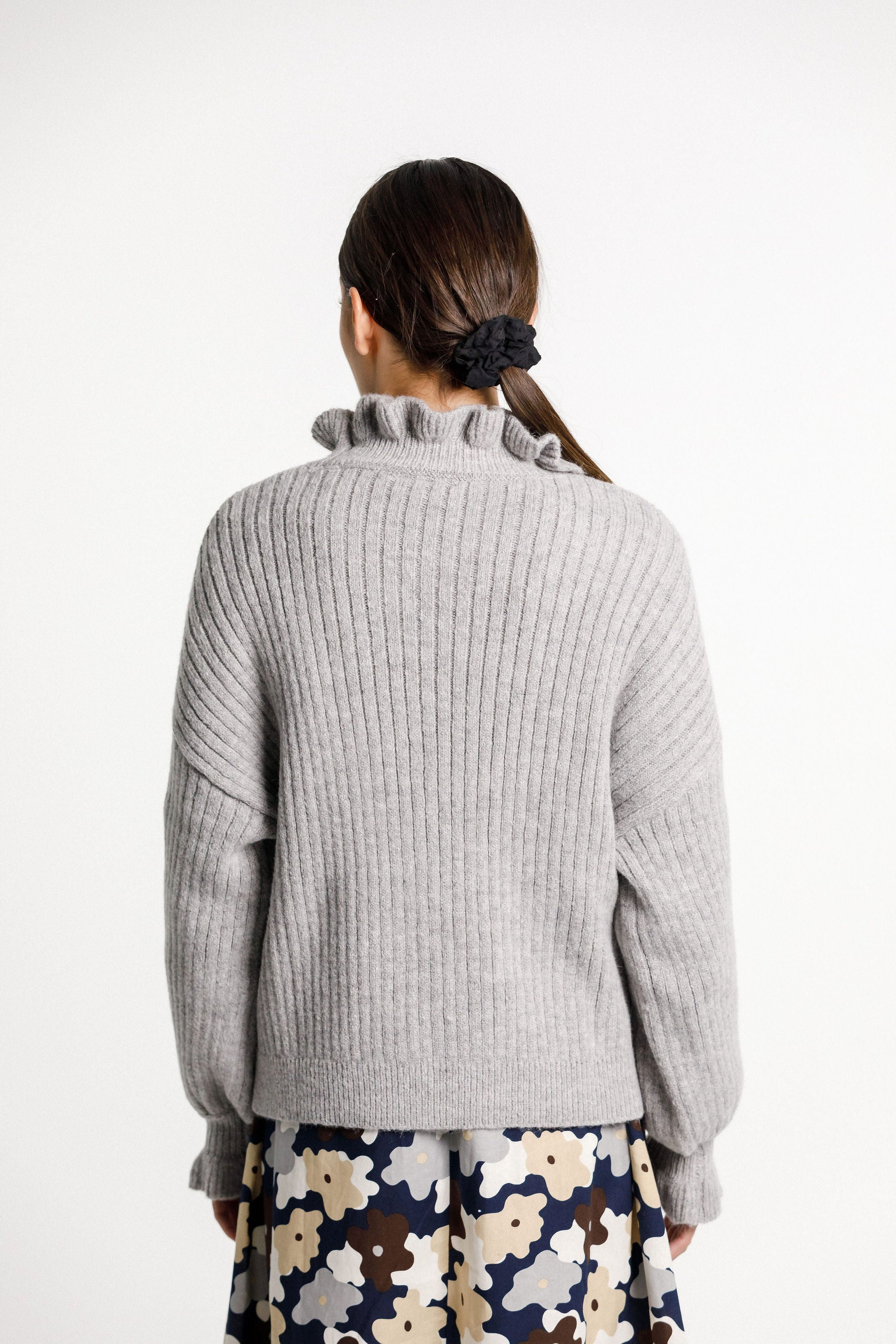 Grey ruffle jumper best sale